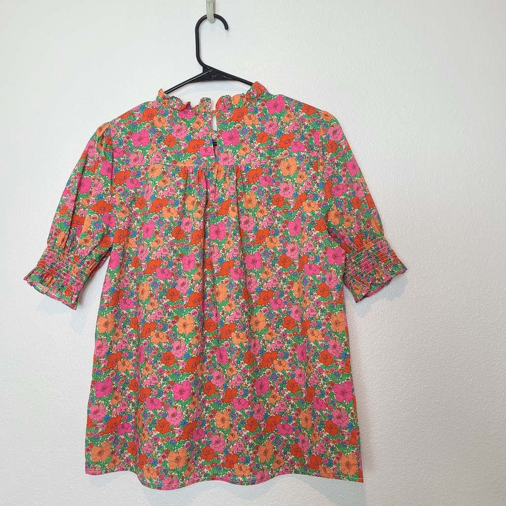 J.Crew Liberty Fabric Floral Smocked Puff-sleeve Top In Meadow Song Size Small - Picture 10 of 10